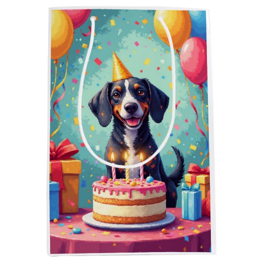 Verjaardagsfeest Bluetick Coonhound Medium Cadeauzakje (Voorkant)