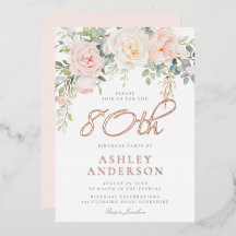 Verjaardagsfeest Blush Bloem Roze Goud 80 jaar