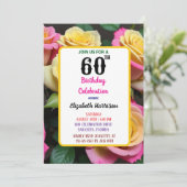 Verjaardagsfeest Blush Roos Bloemig 60 Kaart (Staand voorkant)