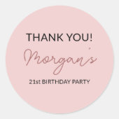 Verjaardagsfeest Blush Roze Cute Dank je wel Ronde Sticker (Voorkant)