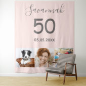 Verjaardagsfeest blush roze gouden foto wandkleed (In situ)