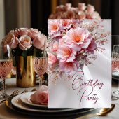 Verjaardagsfeest Blush Roze Lila Bloemen Witte Zij Kaart