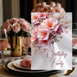 Verjaardagsfeest Blush Roze Lila Bloemen Witte Zij Kaart