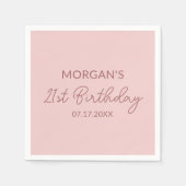 Verjaardagsfeest Blush Roze Naam Servet (Voorkant)