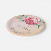 Verjaardagsfeest blush roze rose goud bloemen papieren bordje (Gekanteld)