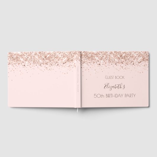 Verjaardagsfeest blush roze rose goud gastenboek (Volledig)