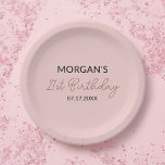 Verjaardagsfeest Blush Roze Schattigee naam Papieren Bordje<br><div class="desc">Maak uw verjaardagsfeest extra speciaal met onze verjaardagsfeest Blush Pink Schattigee Naam Papier Borden. Deze borden hebben een zacht, blozend roze achtergrond en een aanpasbare naam in een schattig lettertype en geven een persoonlijk tintje aan elke partij. Gemaakt van duurzaam, hoogwaardig papier, ze zijn perfect voor het serveren van al...</div>