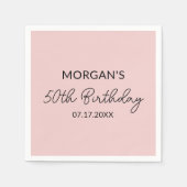 Verjaardagsfeest Blush Roze Schattigee naam Servet (Voorkant)