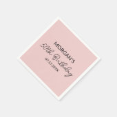 Verjaardagsfeest Blush Roze Schattigee naam Servet (Hoek)