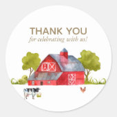 Verjaardagsfeest boerderijdier ronde sticker (Voorkant)