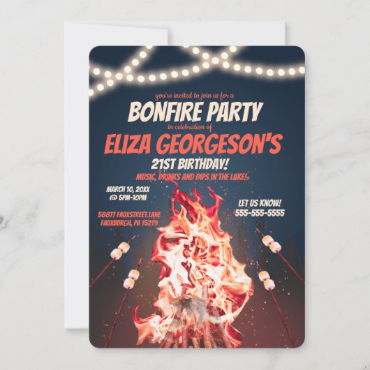 Verjaardagsfeest Bonfire Rustiek vuur en marshmall Kaart (Voorkant)