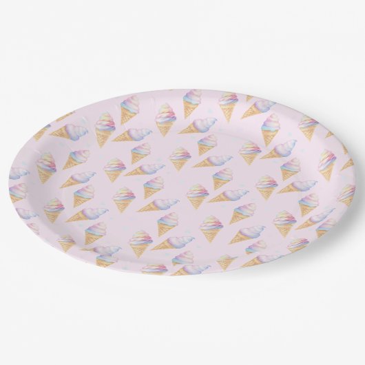 Verjaardagsfeest Borden met zoet ijsje. Papieren Bordje (Gekanteld)