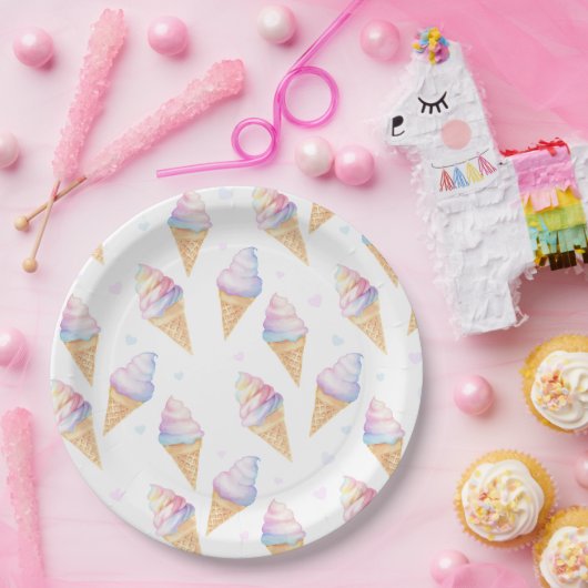 Verjaardagsfeest Borden met zoet ijsje. Papieren Bordje (Feest)