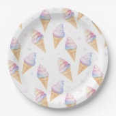 Verjaardagsfeest Borden met zoet ijsje. Papieren Bordje (Voorkant)