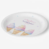 Verjaardagsfeest Borden met zoet ijsje. Papieren Bordje (Gekanteld)