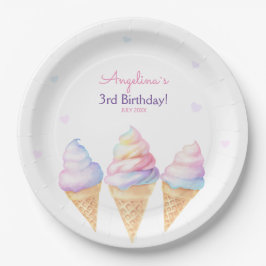 Verjaardagsfeest Borden met zoet ijsje. Papieren Bordje
