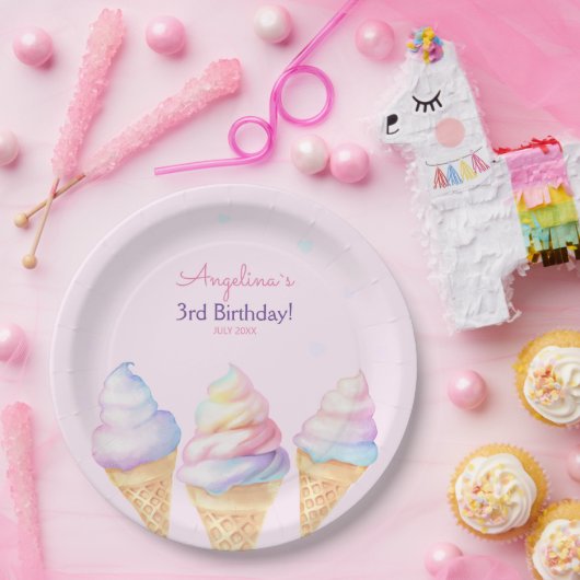 Verjaardagsfeest Borden met zoet ijsje. Papieren Bordje (Feest)