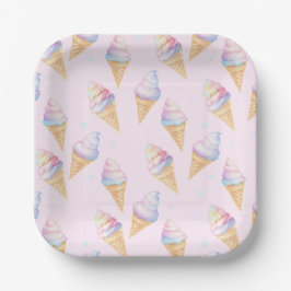Verjaardagsfeest Borden met zoet ijsje. Papieren Bordje