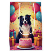 Verjaardagsfeest Border Collie Medium Cadeauzakje (Achterkant)