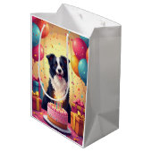 Verjaardagsfeest Border Collie Medium Cadeauzakje (Achterkant Gekanteld)