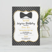 Verjaardagsfeest Bowtie Zwart Stropdas Mannen Vrou Kaart (Staand voorkant)