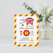 Verjaardagsfeest brandweerman briefkaart (Staand voorkant)