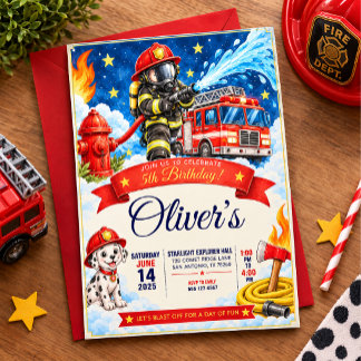 Verjaardagsfeest brandweerman kaart