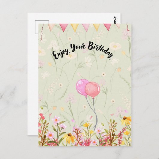 Verjaardagsfeest Briefkaart (Voorkant / Achterkant)