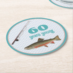 Verjaardagsfeest Brook Forel Vissen Thee Groen Ronde Kartonnen Onderzetter