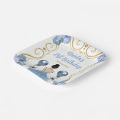 Verjaardagsfeest Bruin Haar Prinses in Dusty Blue Papieren Bordje (Gebogen)