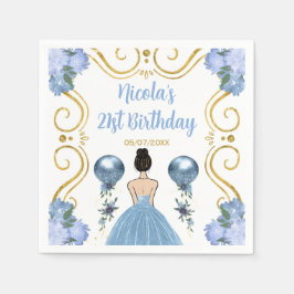 Verjaardagsfeest Bruin Haar Prinses in Dusty Blue Servet