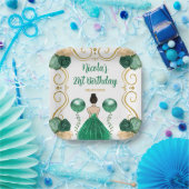 Verjaardagsfeest Bruin Haar Prinses in Groen Papieren Bordje (Feest)