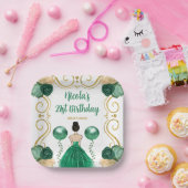 Verjaardagsfeest Bruin Haar Prinses in Groen Papieren Bordje (Feest)