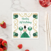 Verjaardagsfeest Bruin Haar Prinses in Groen Servet (Insitu)