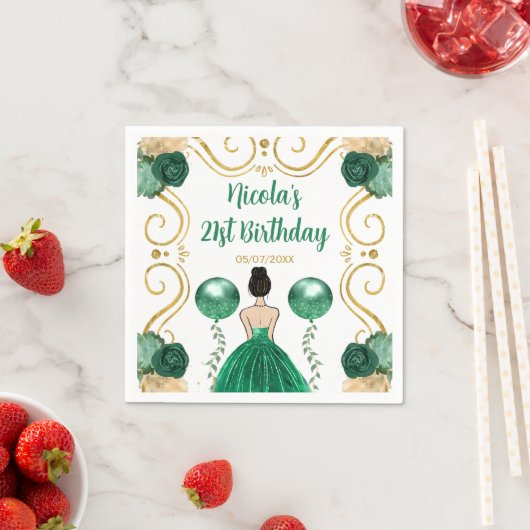 Verjaardagsfeest Bruin Haar Prinses in Groen Servet (Insitu)