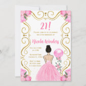 Verjaardagsfeest Bruin Haar Prinses in Roze Kaart (Voorkant)