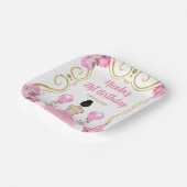 Verjaardagsfeest Bruin Haar Prinses in Roze Papieren Bordje (Gebogen)