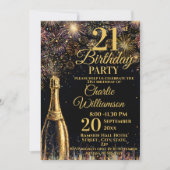 Verjaardagsfeest Bubbels Vuurwerk Goud 21ste  Kaart (Voorkant)
