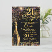 Verjaardagsfeest Bubbels Vuurwerk Goud 21ste  Kaart (Staand voorkant)