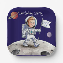 Verjaardagsfeest buiten deze wereld - Astronaut Th Papieren Bordje