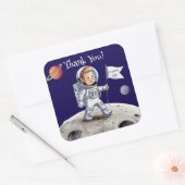 Verjaardagsfeest buiten deze wereld - Astronaut Th Vierkante Sticker (Envelop)
