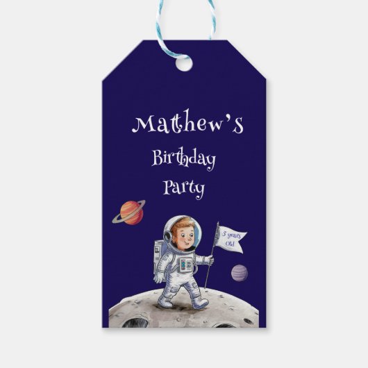 Verjaardagsfeest buiten deze wereld - Thema Bedank Cadeaulabel (Voorkant)