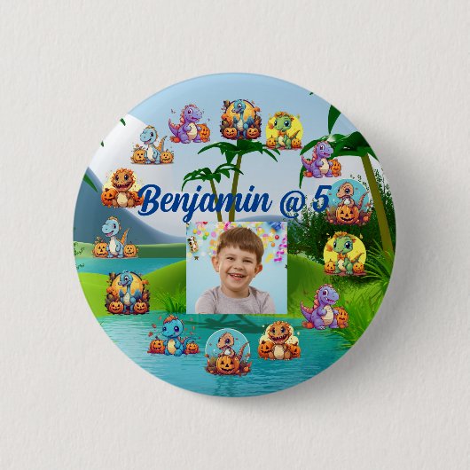Verjaardagsfeest Button Spooky Baby Dino Theme (Voorkant)