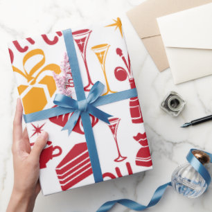 Verjaardagsfeest Cake Champagne Cadeau Pat Cadeaupapier