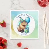 Verjaardagsfeest Capybara Theme Boy gepersonalisee Servet (Insitu)