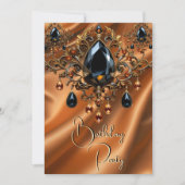 Verjaardagsfeest Caramel Gold Silk Black Jewel Kaart (Voorkant)