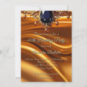 Verjaardagsfeest Caramel Goud Zijde Zwart Blauw ed Kaart (Achterkant)