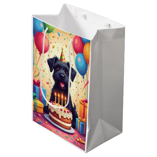 Verjaardagsfeest Cesky Terrier Medium Cadeauzakje (Voorkant Gekanteld)