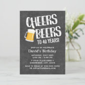 Verjaardagsfeest Chalkboard Cheers & Beers Kaart (Staand voorkant)