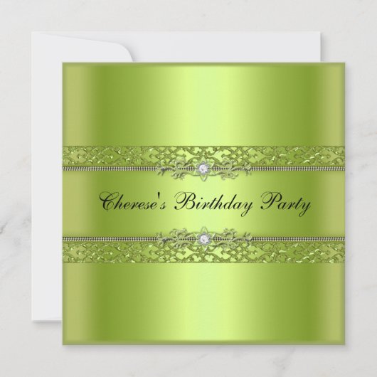 Verjaardagsfeest Chartreuse Zwarte Diamant Kaart (Voorkant)